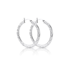 Elegant 35mm Sterling Silver Skinny Hoop Earrings.