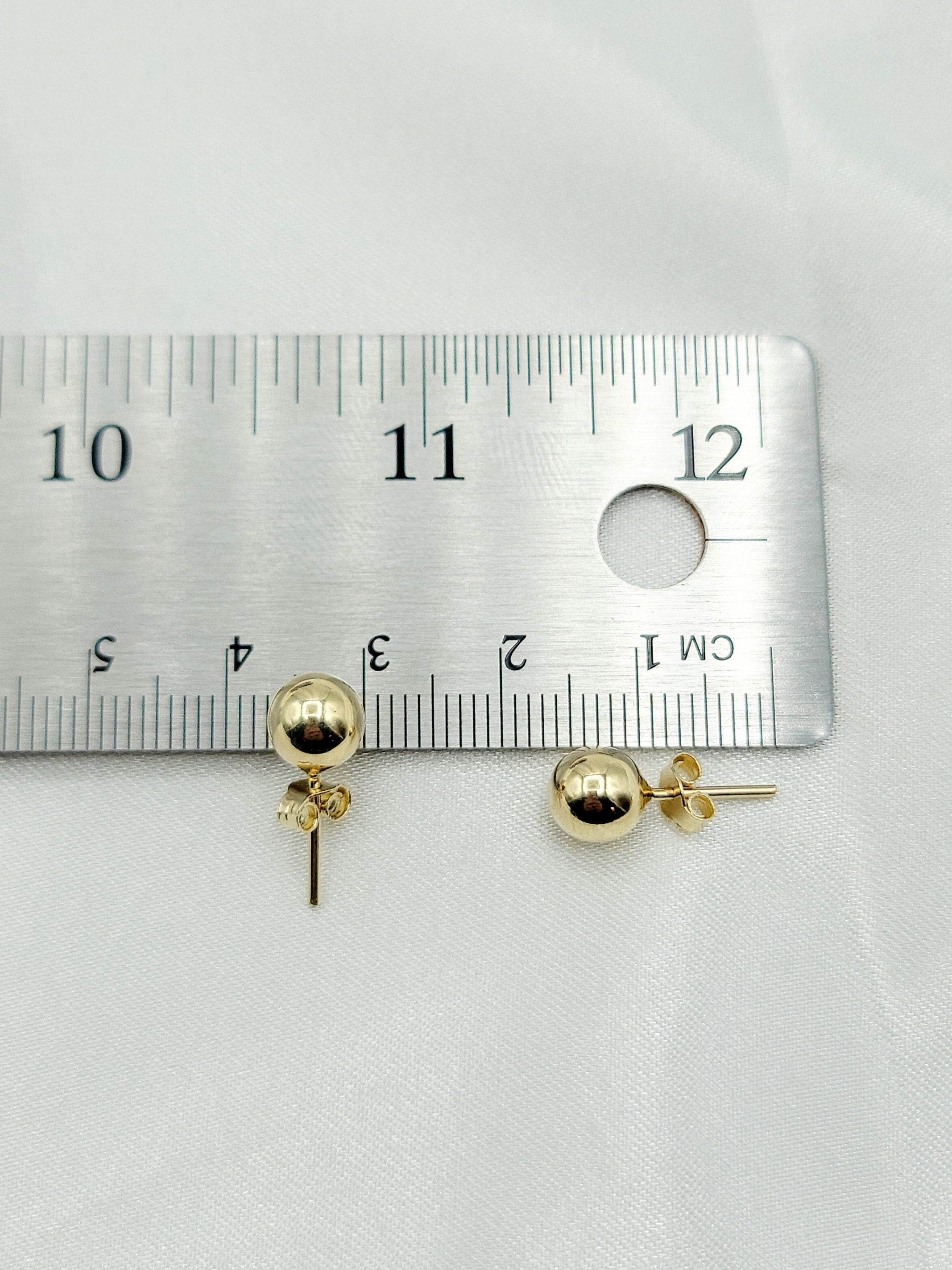 14K Solid Gold Ball Stud Earrings: Minimalist Dainty Jewelry