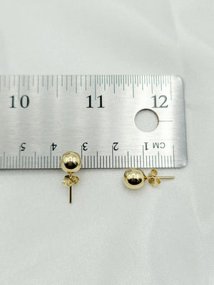 14K Solid Gold Ball Stud Earrings: Minimalist Dainty Jewelry