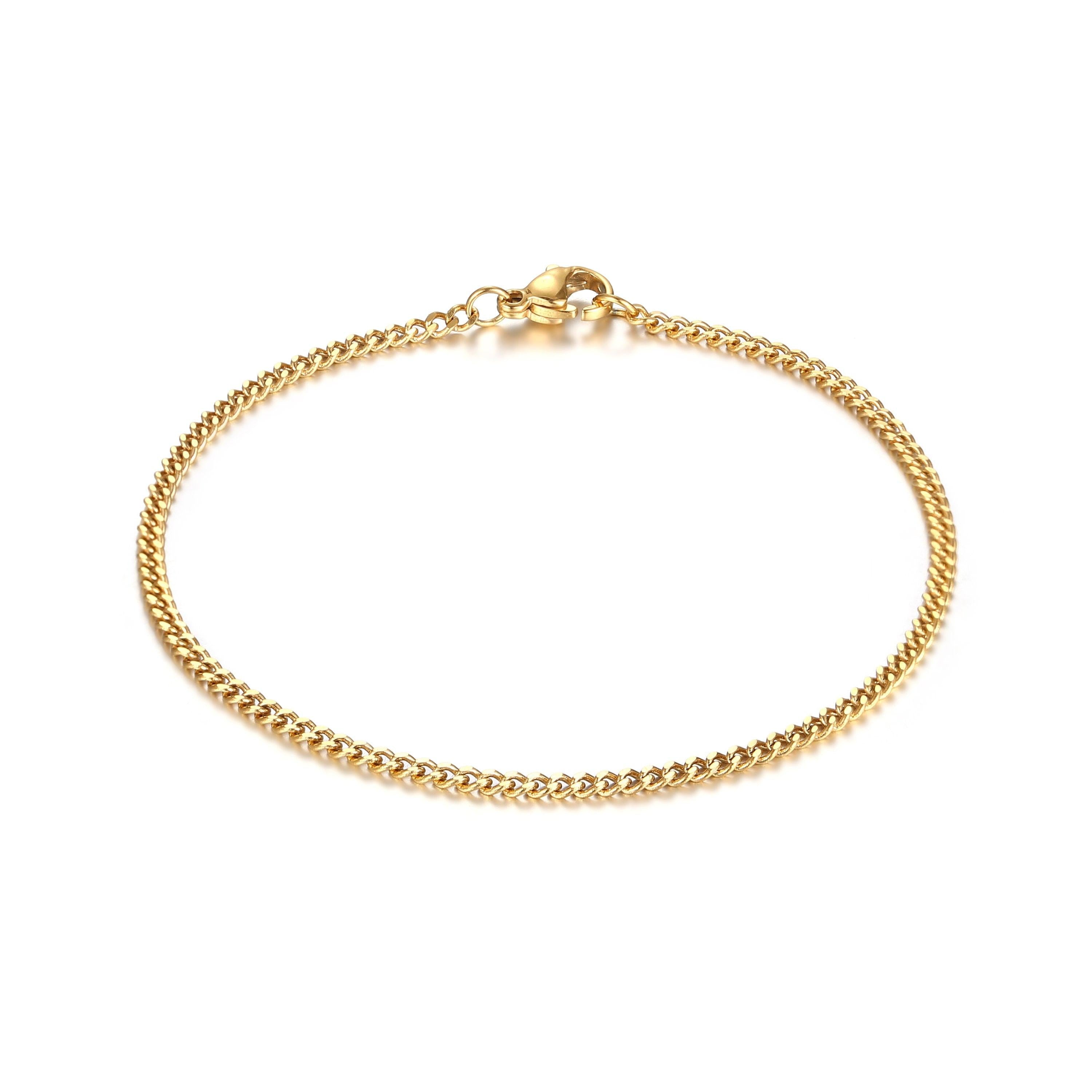 Dainty 18K Gold Thin Link Bracelet - Minimalist Women's Jewelry in Gold and Silver.