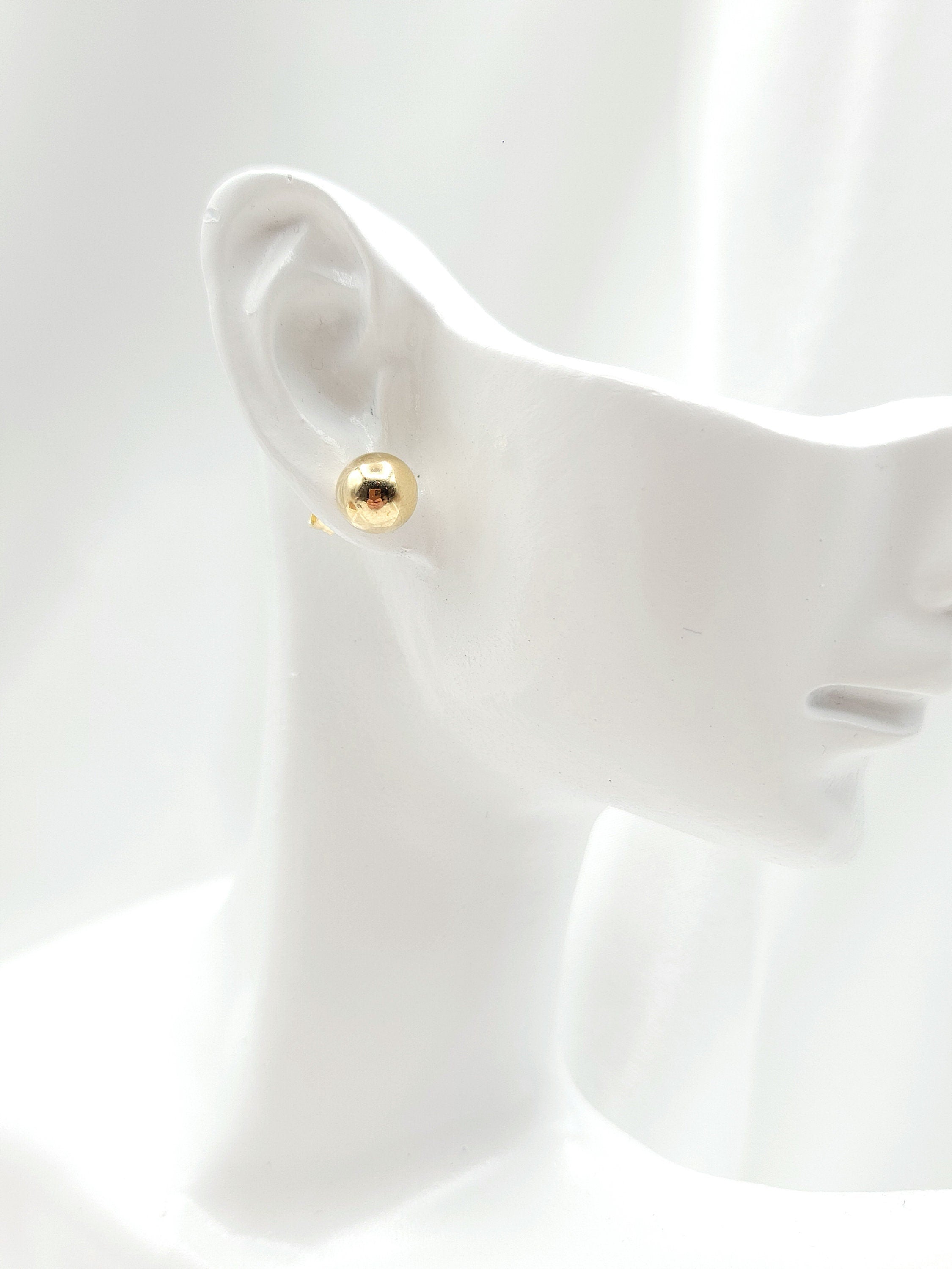 14K Solid Gold Ball Stud Earrings: Minimalist Dainty Jewelry