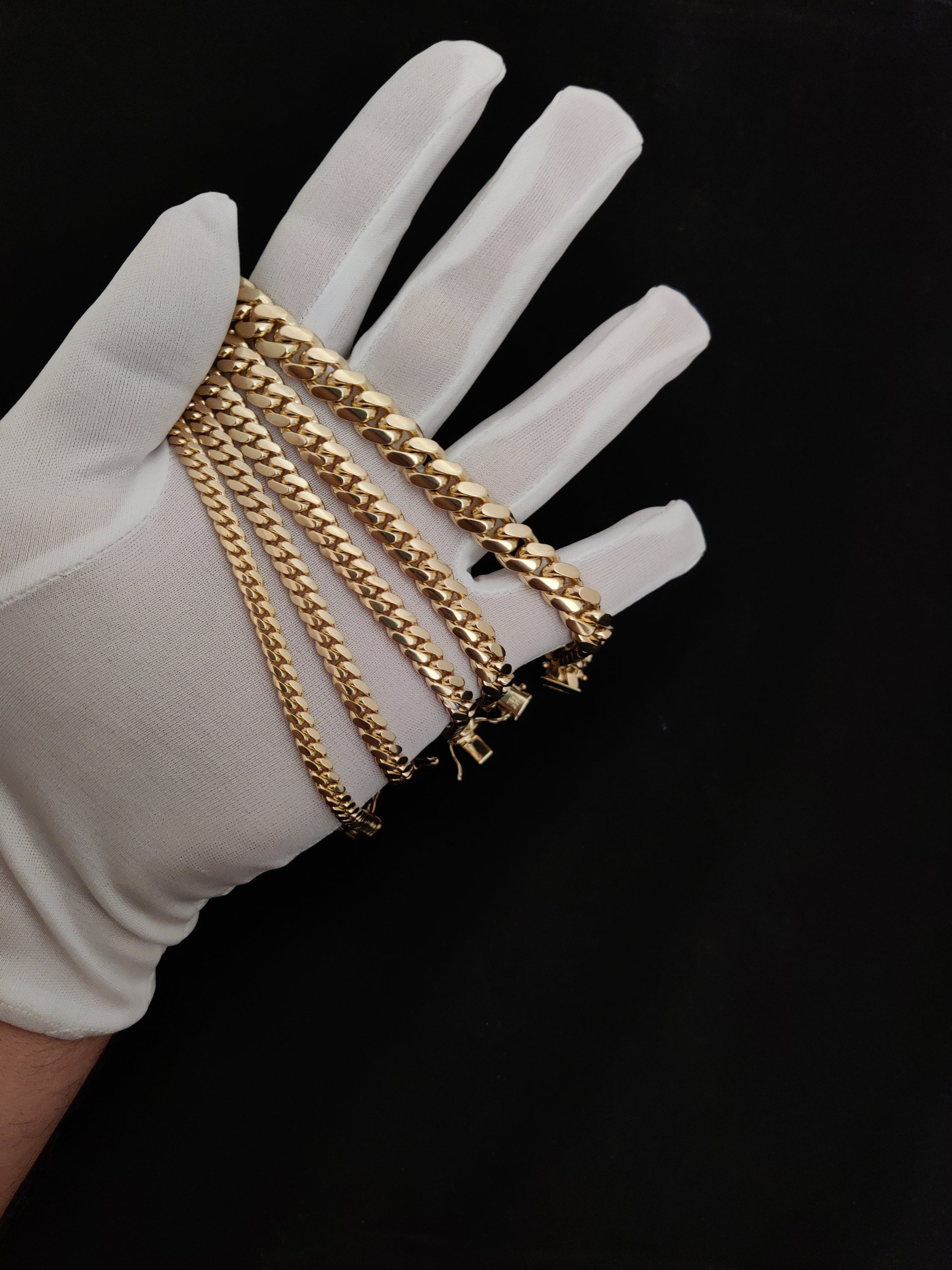 14K SOLID Gold Miami Cuban Chain Bracelet, Box Clasp Lock, Heavy Real 14K 3Mm-10Mm Yellow Gold,14K Bracelet, 14K Gold Miami Cuban Bracelet
