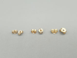 Elegant 9K Solid Yellow Gold Earring Backs - 375 Stamped Butterfly Scrolls Jewelry Findings Pair.