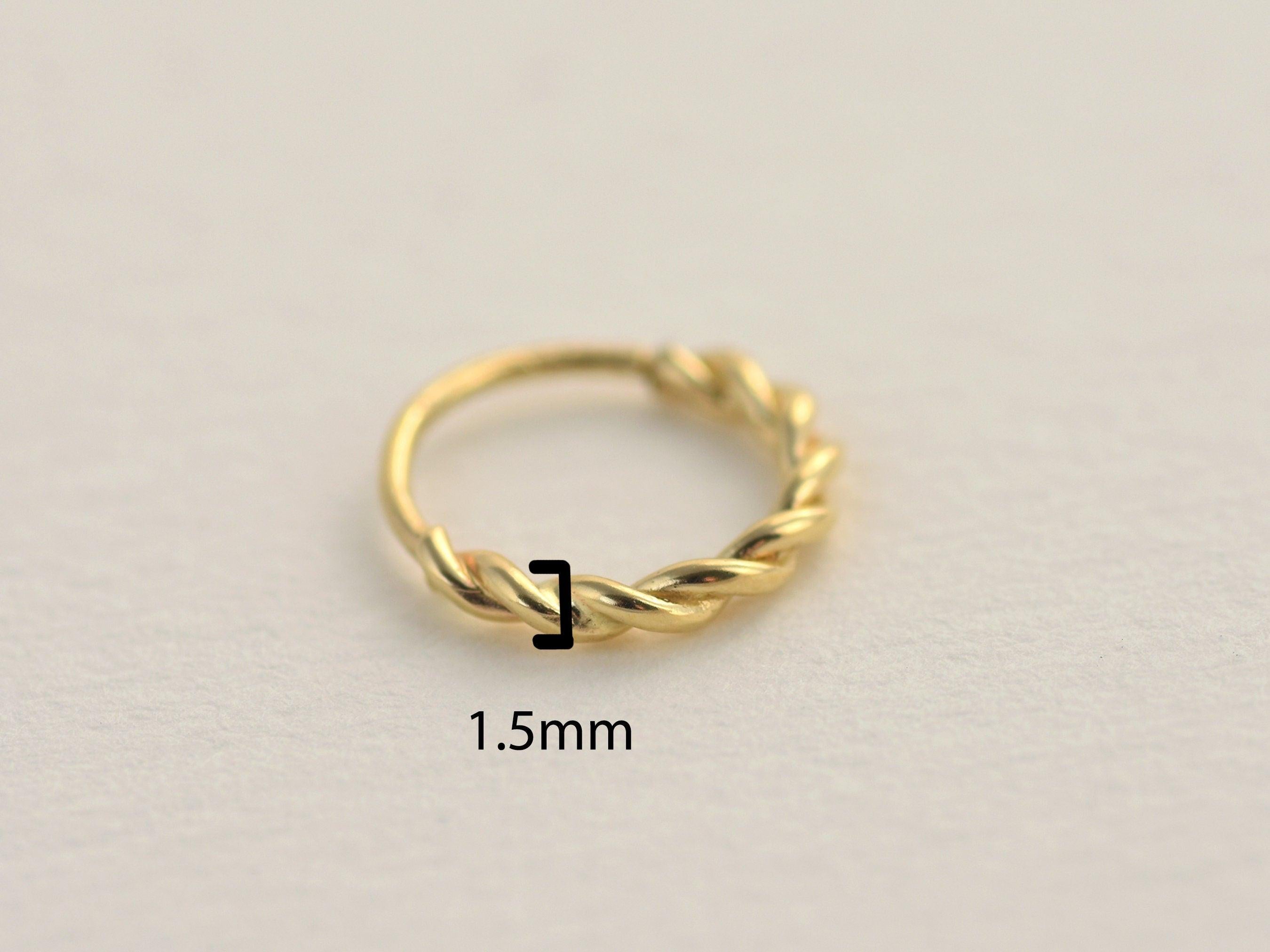14K Solid Gold Snug Fit Helix Hoop - Elegant Tragus Cartilage Piercing Ring.