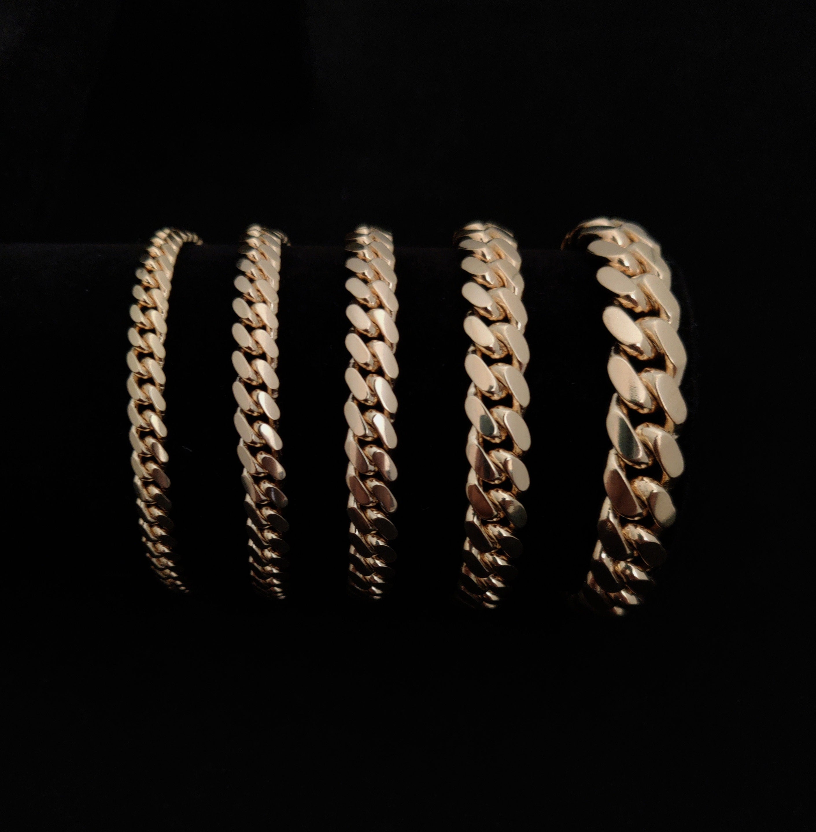 14K SOLID Gold Miami Cuban Chain Bracelet, Box Clasp Lock, Heavy Real 14K 3Mm-10Mm Yellow Gold,14K Bracelet, 14K Gold Miami Cuban Bracelet