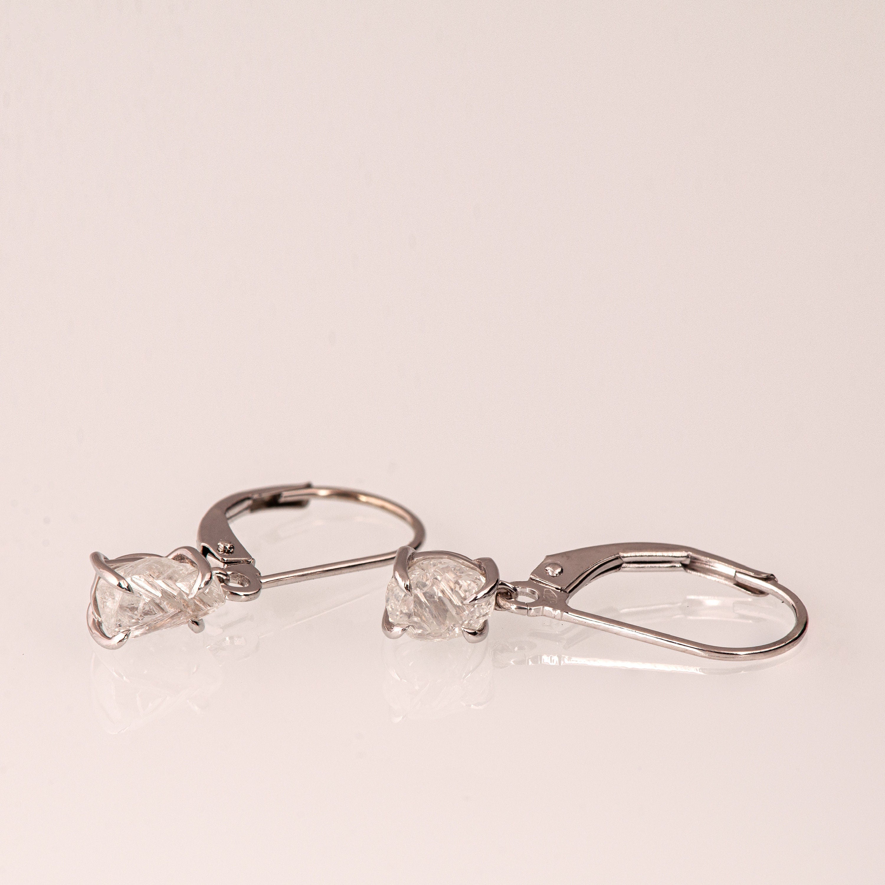 Raw Diamond Earrings, Rough Diamond Drop Earrings, Raw Diamond Dangling Earrings