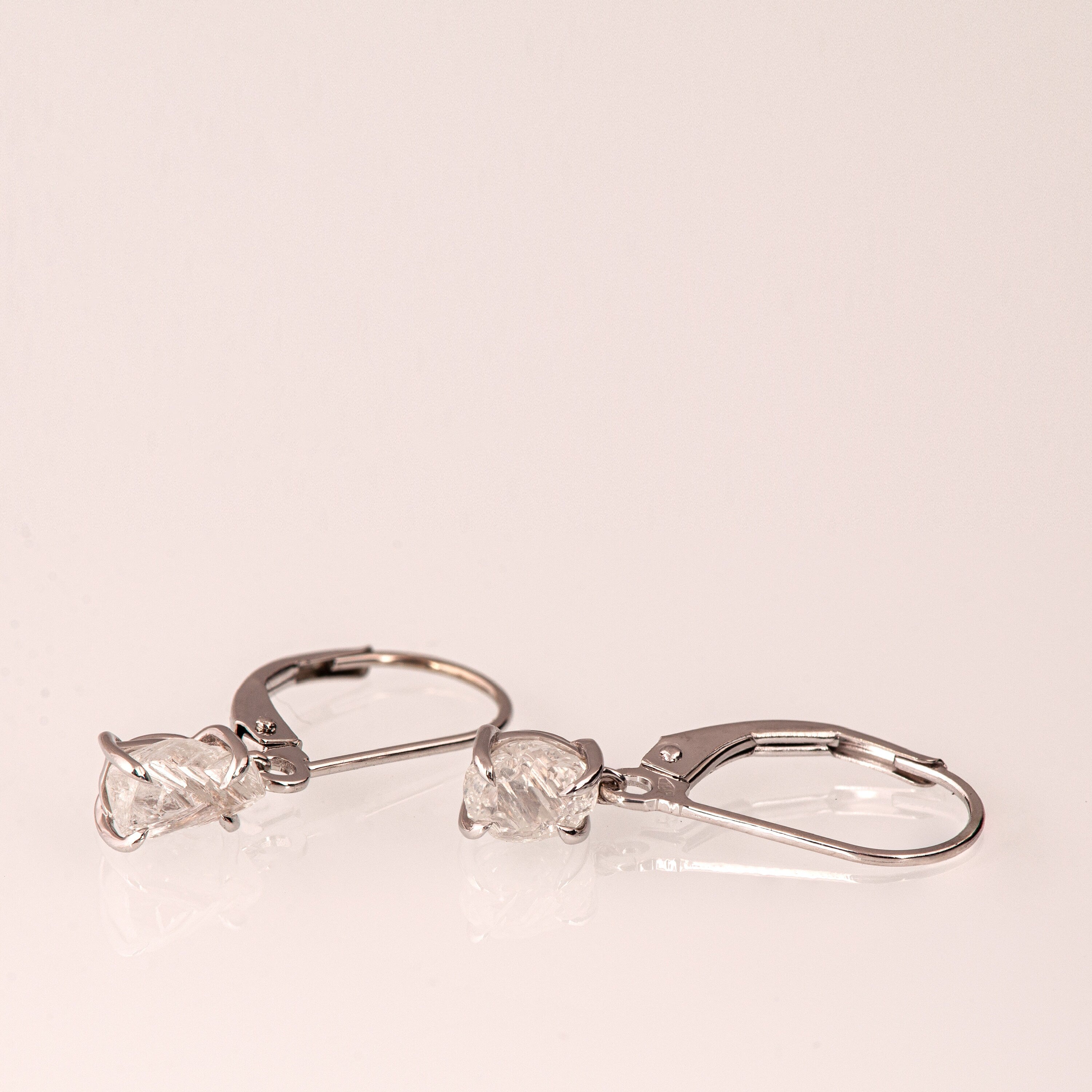 Raw Diamond Earrings, Rough Diamond Drop Earrings, Raw Diamond Dangling Earrings