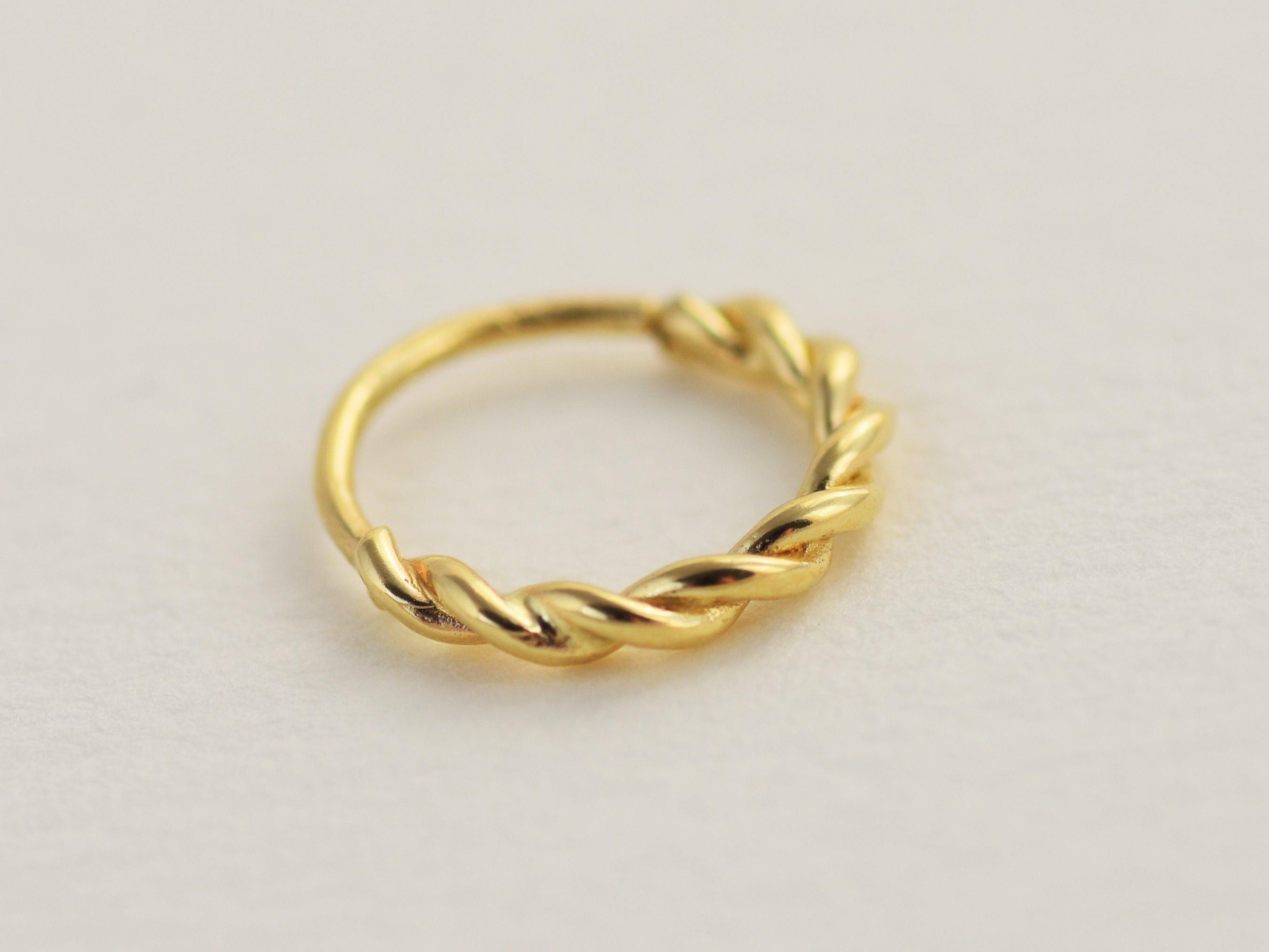 14K Solid Gold Snug Fit Helix Hoop - Elegant Tragus Cartilage Piercing Ring.