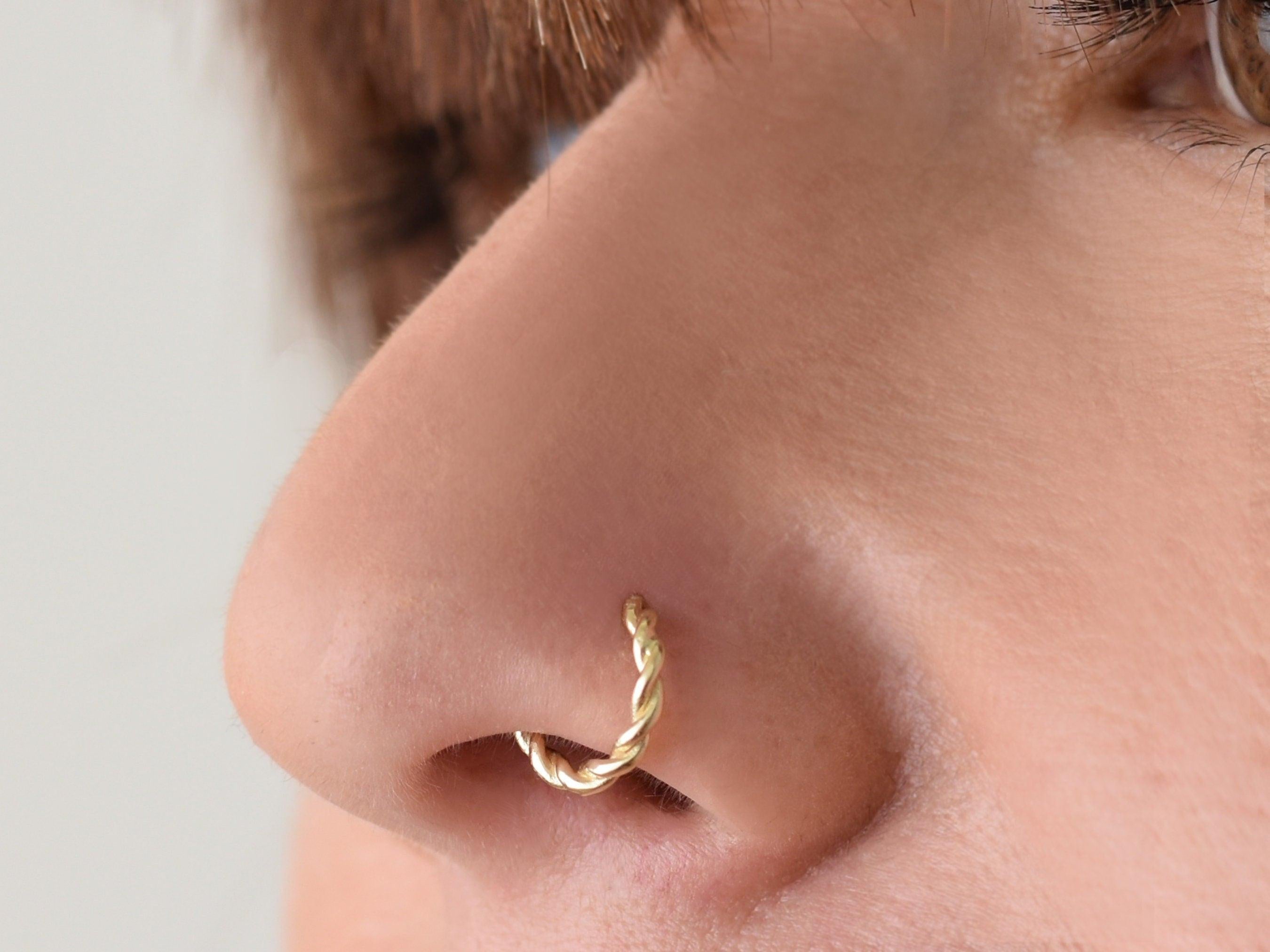 14K Solid Gold Snug Fit Helix Hoop - Elegant Tragus Cartilage Piercing Ring.