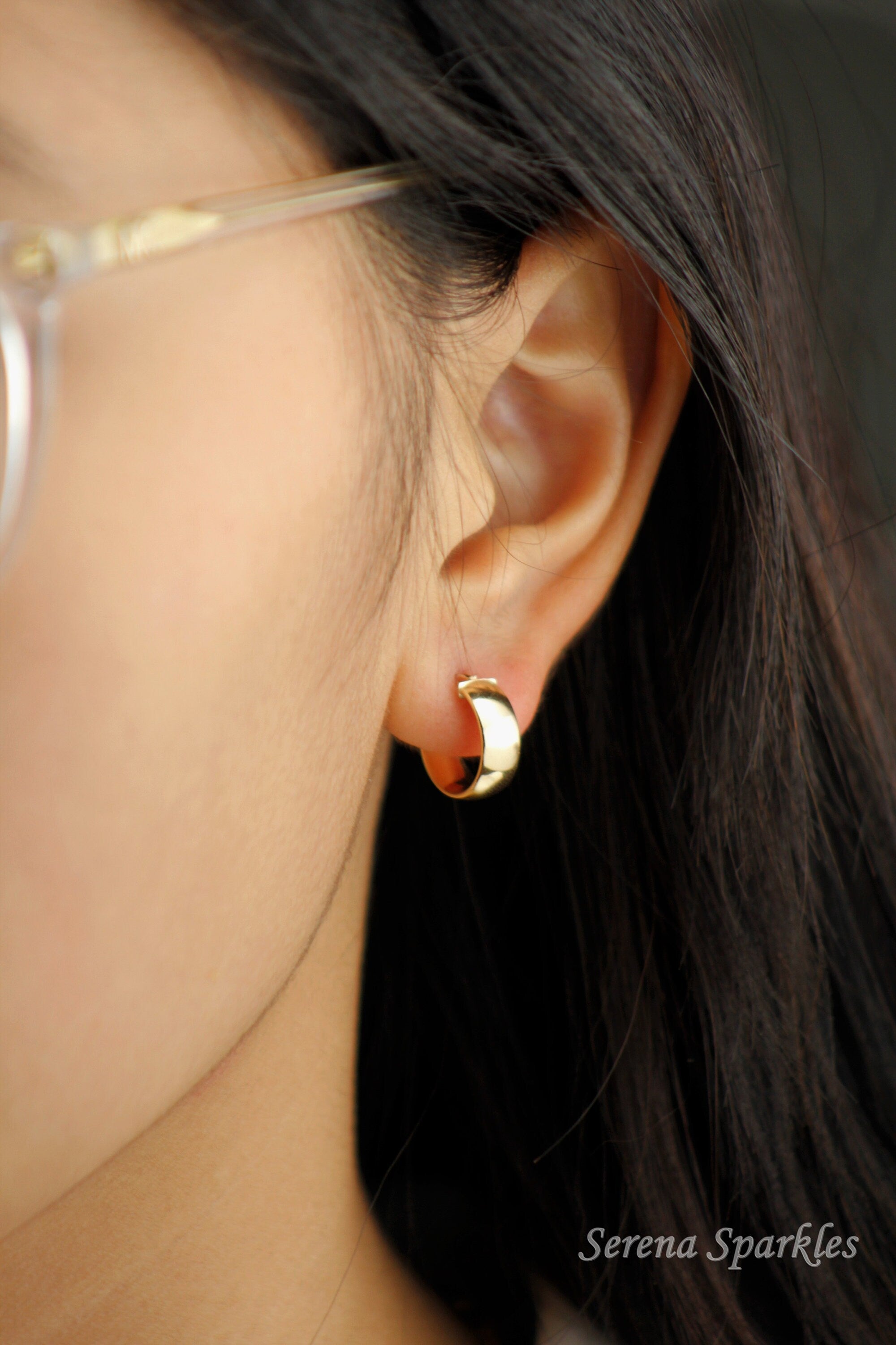 14K Solid Gold Thick Hoops, Real Gold Hoop Earrings, Everyday Minimalist Hoop Earrings, Gold Thick Hoops, Chunky Gold Hoops, 10Mm Gold Hoops