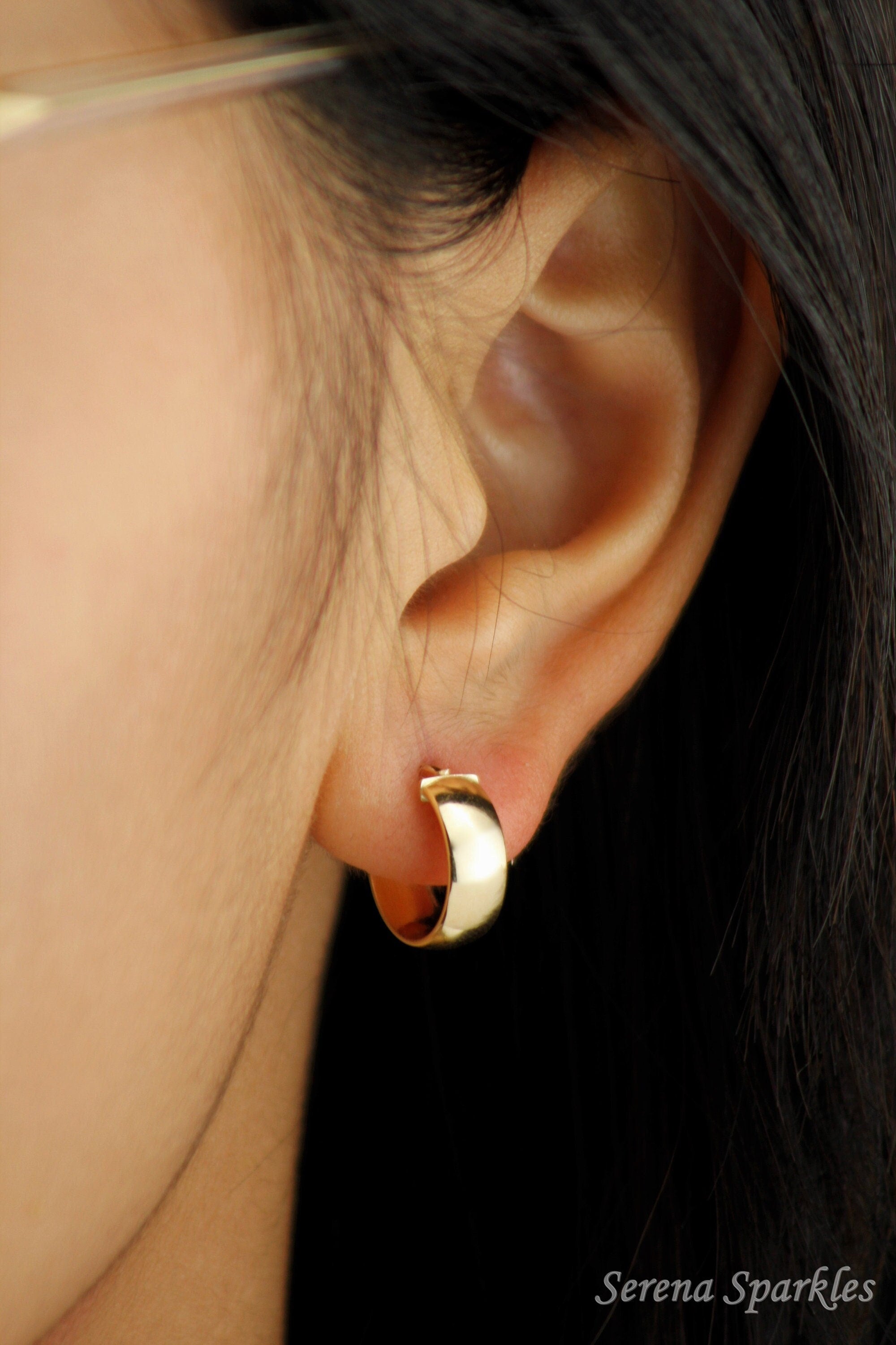 14K Solid Gold Thick Hoops, Real Gold Hoop Earrings, Everyday Minimalist Hoop Earrings, Gold Thick Hoops, Chunky Gold Hoops, 10Mm Gold Hoops