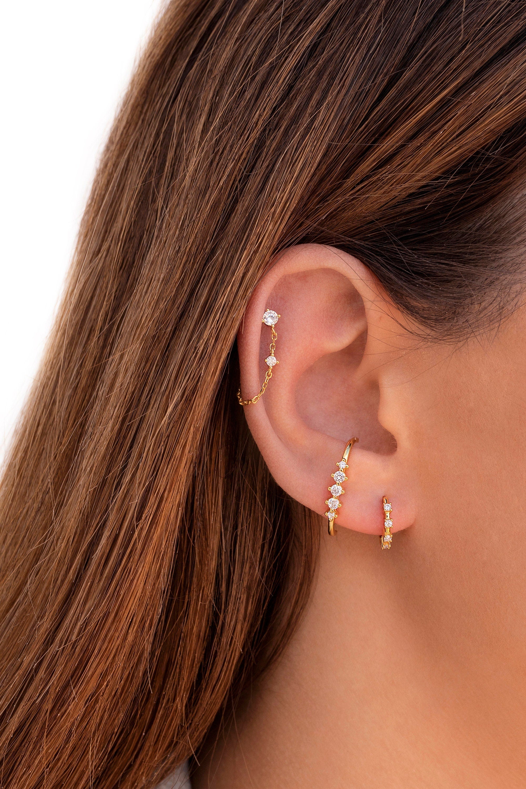 Dainty & Minimalist 4 Prongs CZ Ear Lobe Cuff Earrings