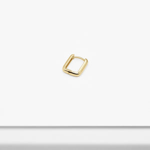 Elegant 14K Solid Gold Rectangular Huggie Earrings - Chic Small Hinged Everyday Hoops.