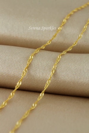 10K Solid Gold Twisted Chain Anklet, Real Gold Singapore Chain Anklet, Dainty Chain Anklet for Everyday, Gold Anklet for Women