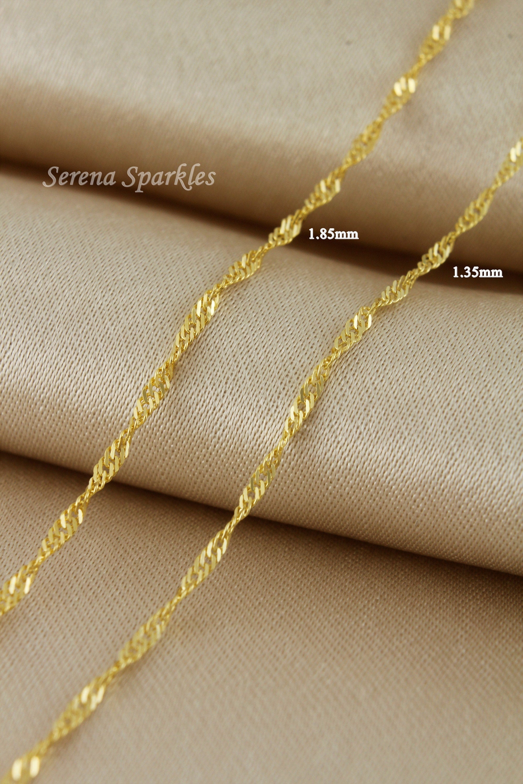 10K Solid Gold Twisted Chain Anklet, Real Gold Singapore Chain Anklet, Dainty Chain Anklet for Everyday, Gold Anklet for Women