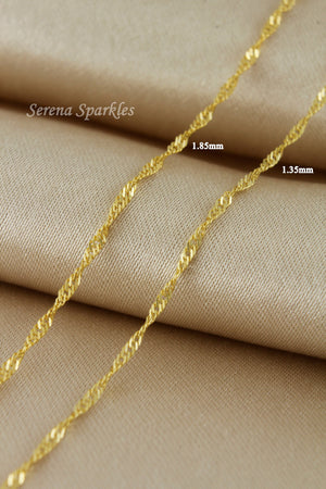 10K Solid Gold Twisted Chain Anklet, Real Gold Singapore Chain Anklet, Dainty Chain Anklet for Everyday, Gold Anklet for Women