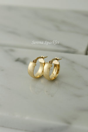 14K Solid Gold Thick Hoops, Real Gold Hoop Earrings, Everyday Minimalist Hoop Earrings, Gold Thick Hoops, Chunky Gold Hoops, 10Mm Gold Hoops