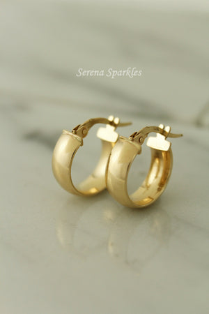 14K Solid Gold Thick Hoops, Real Gold Hoop Earrings, Everyday Minimalist Hoop Earrings, Gold Thick Hoops, Chunky Gold Hoops, 10Mm Gold Hoops