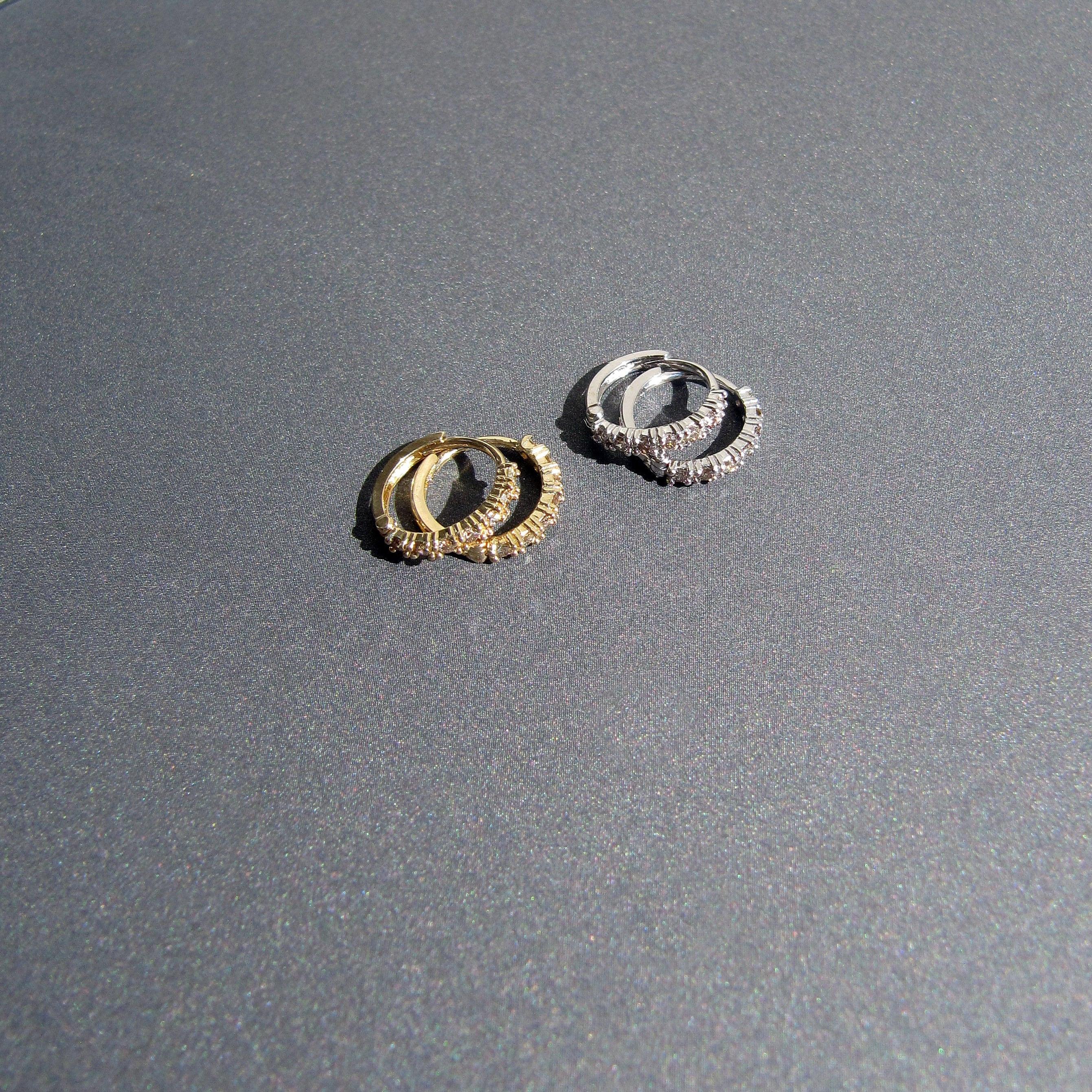 Elegant 14K Gold Diamond Huggie Earrings - Sleek Mini Sleeper Hoops in Yellow or White Gold.