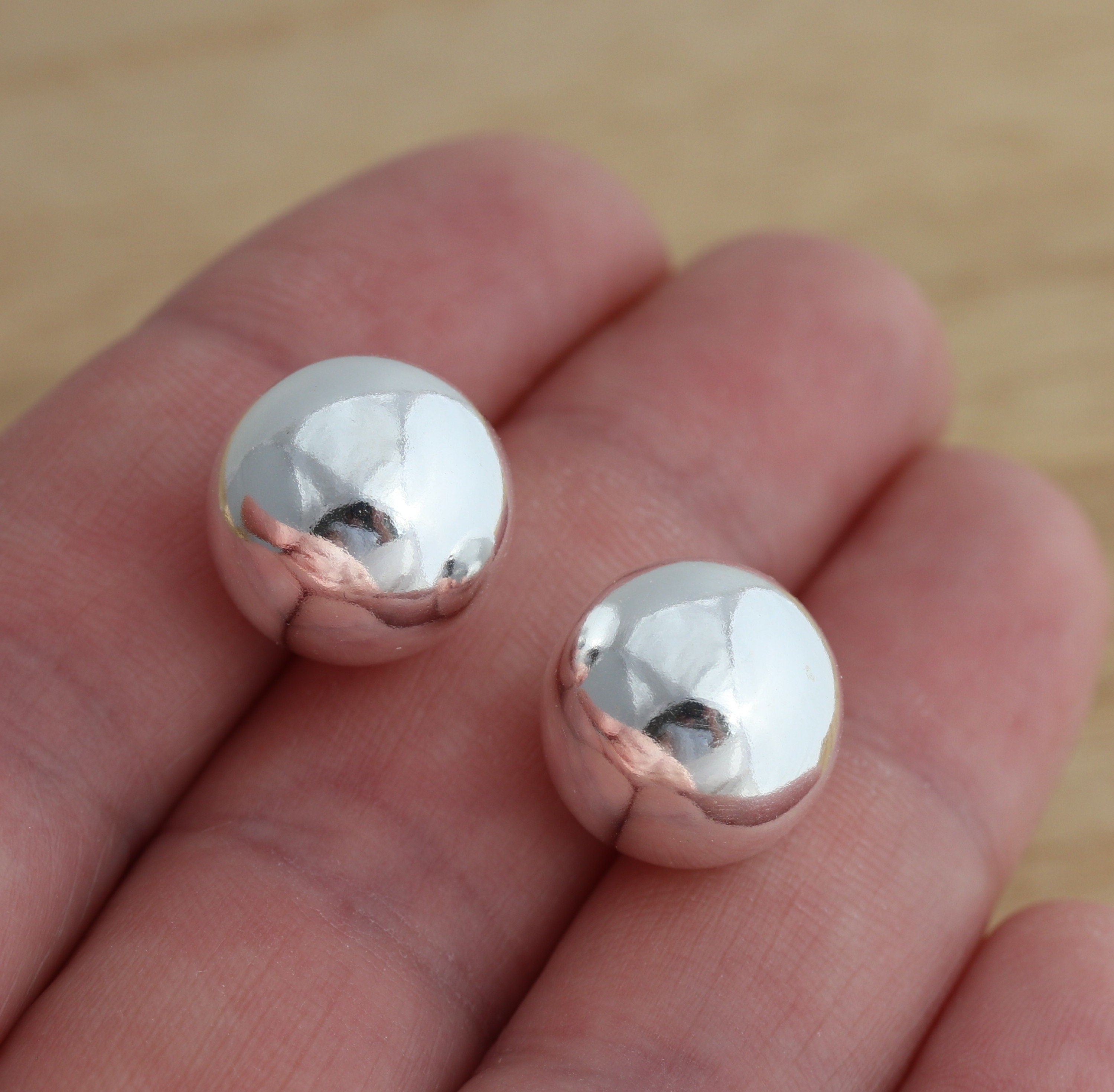 925 Sterling Silver 12Mm Ball Stud Earrings BIG Plain Gift Boxed
