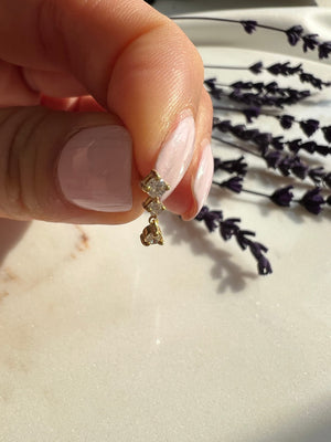 Diamond Dangling Earrings / 14K Gold and Diamond Dangling Earrings / Dainty Diamond Earrings / Birthday Gift / Diamond Gift Ideas