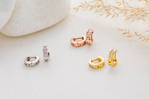 Dainty 925 Silver & Gold Colorful Gemstone Hoop Earrings - Perfect Birthday Gift!.