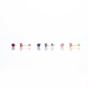 Personalized 925 Sterling Silver Birthstone Stud Earrings for Kids and Babies.