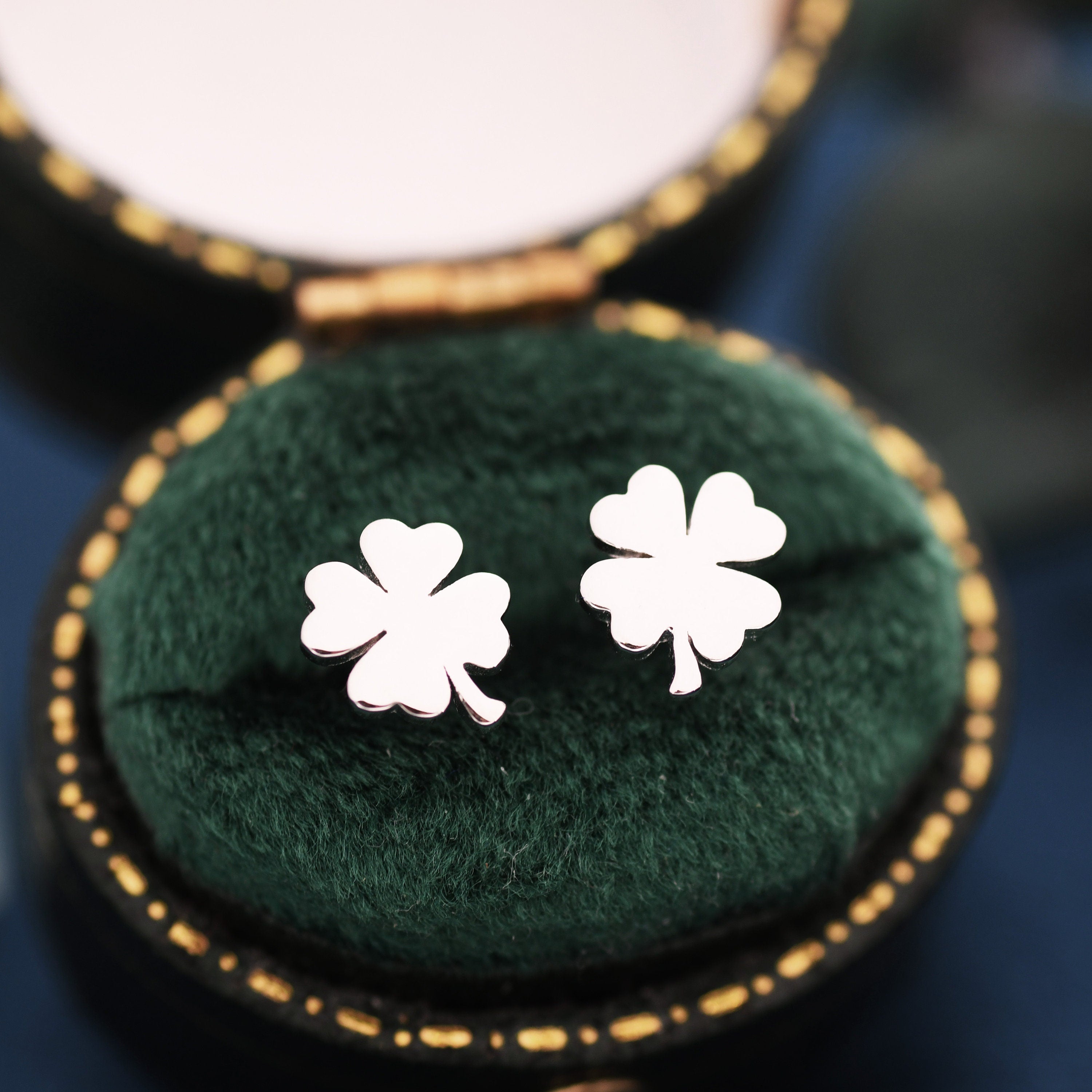 Four Leaf Clover Stud Earrings in Sterling Silver, Irish Earrings, Silver Gold or Rose Gold
