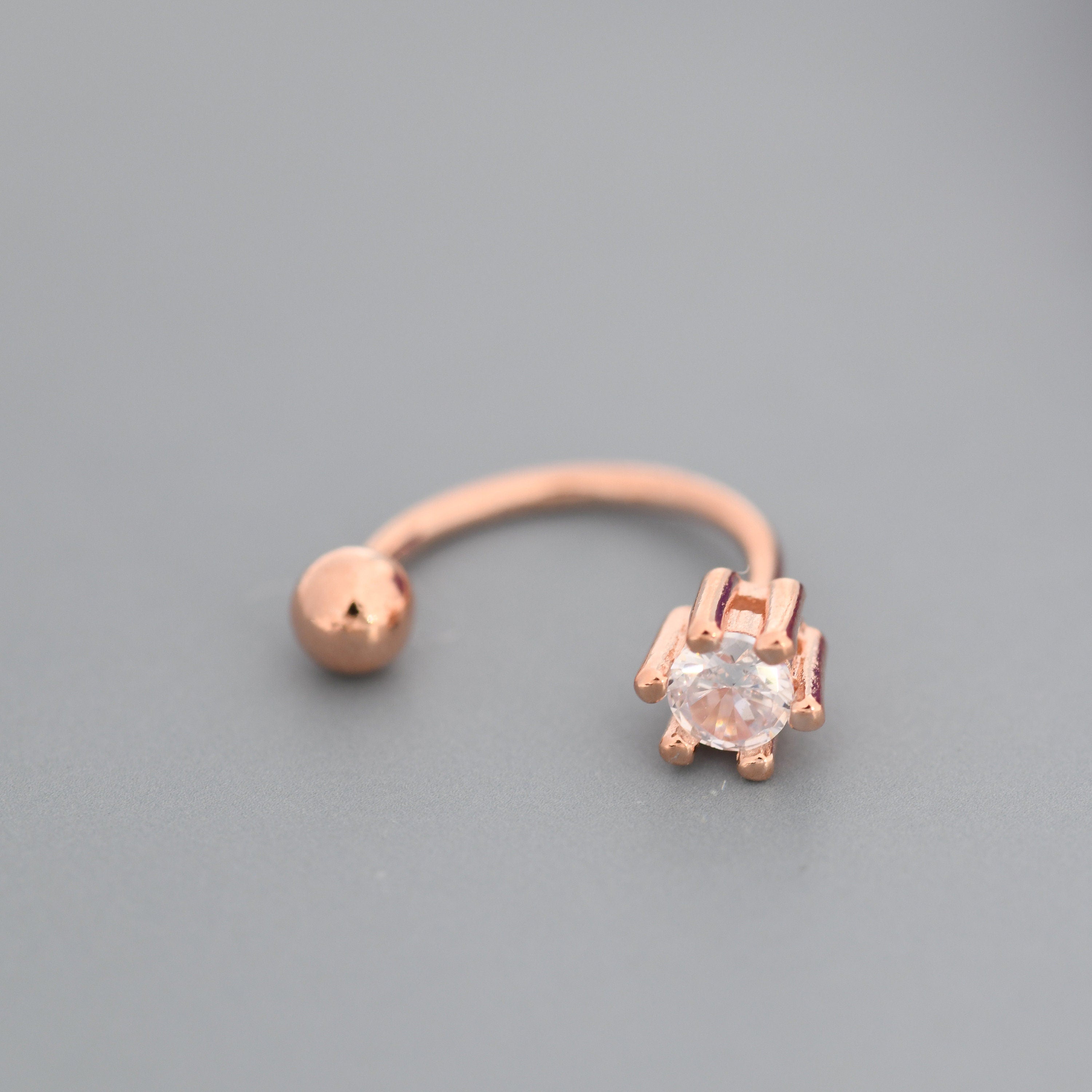 Huggie Hoop Earrings (2Pc) with Screw Back in Sterling Silver, Sparkly CZ Crystals (Lab Diamond), Curved Barbell Earrings
