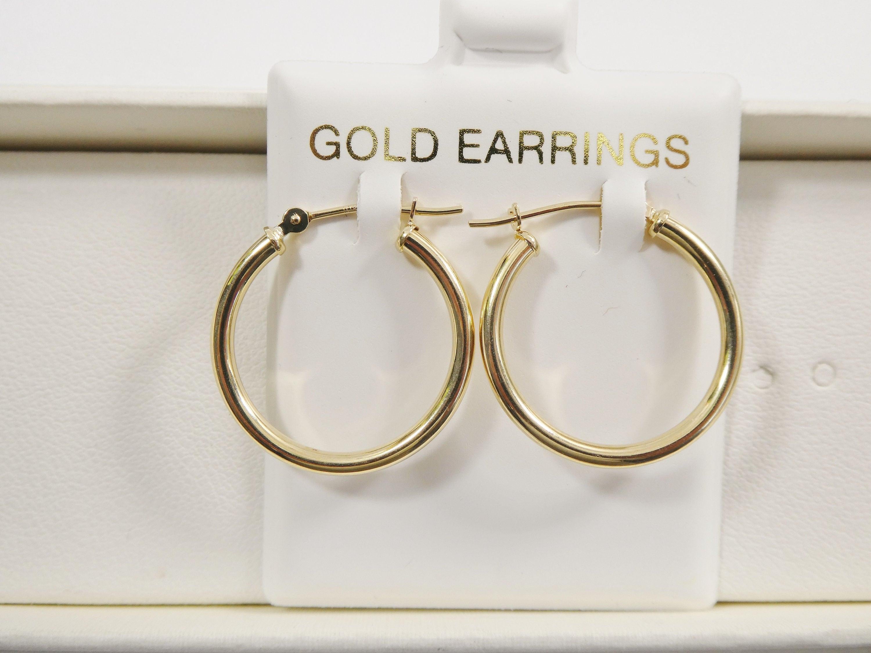 Elegant 10K Yellow Gold Polished 2mm Hoop Earrings for Women.