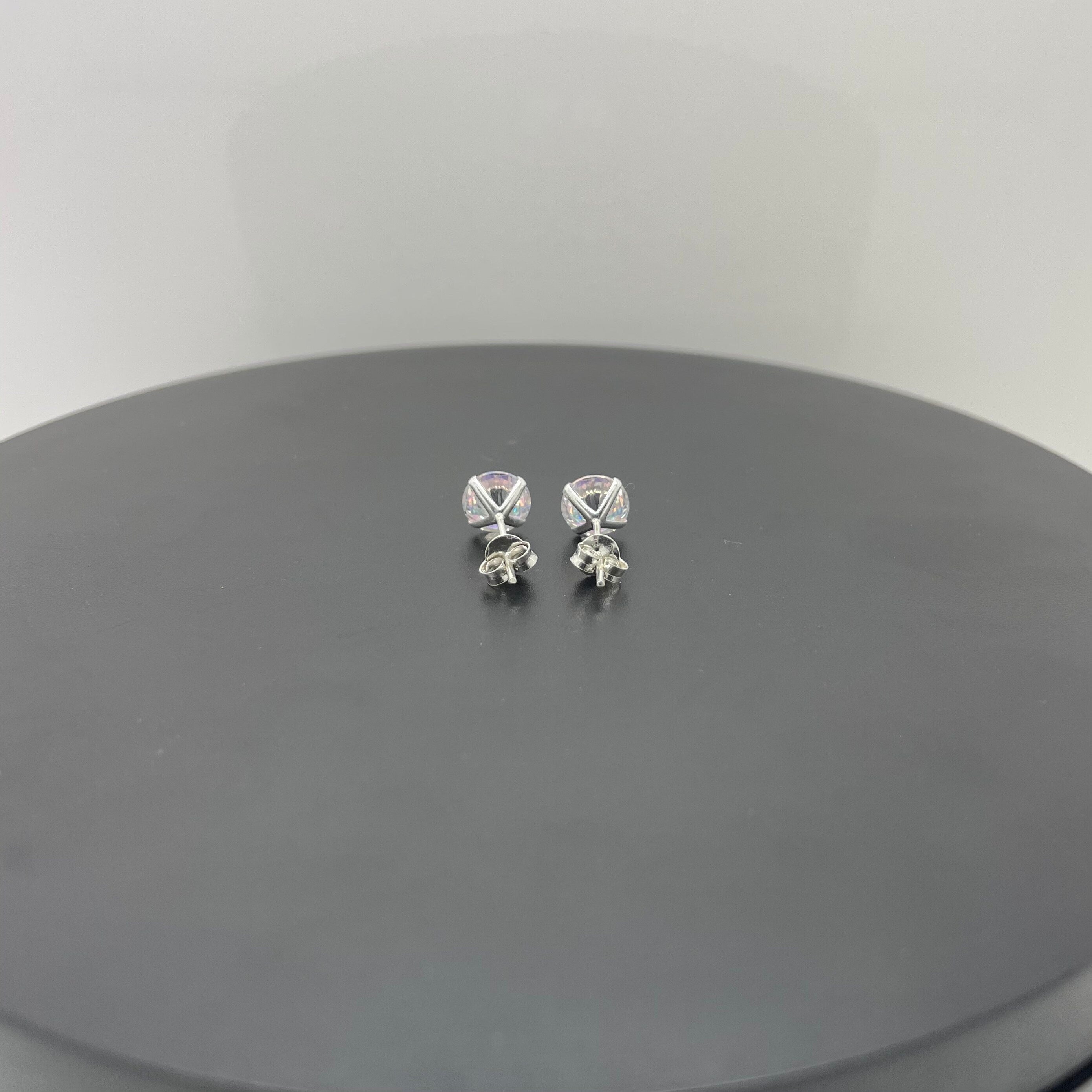 Sterling Silver Aurora Borealis Stud Earrings, Cubic Zirconia