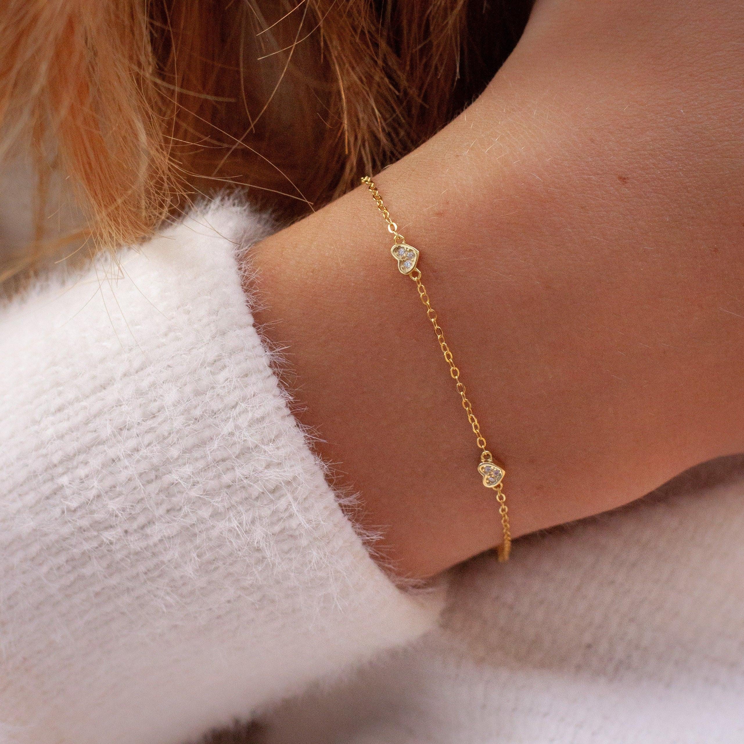 Dainty 925 Sterling Silver Heart Bracelet - Perfect Gift for Her.
