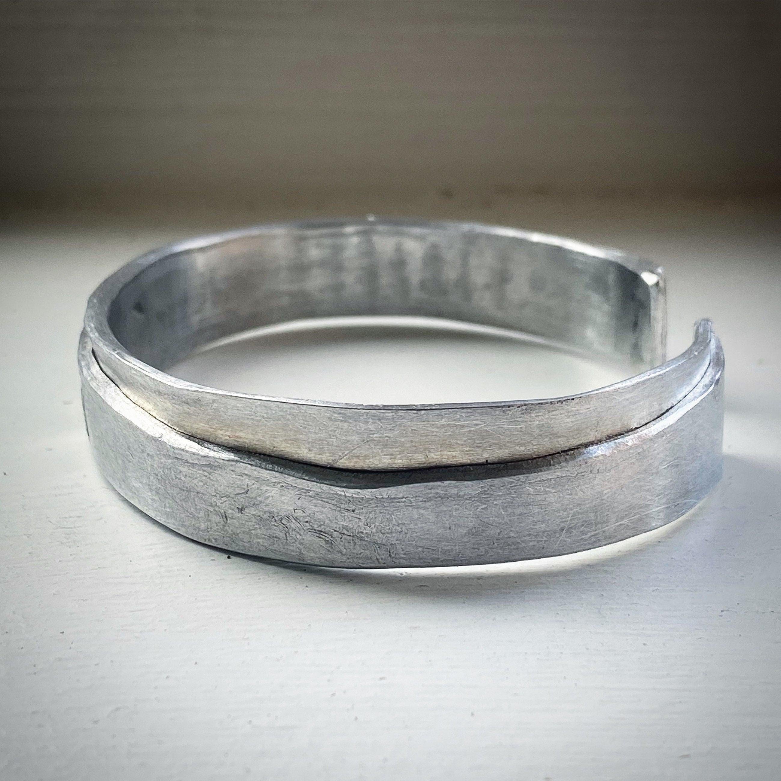 10 Year Anniversary Hand Stamped Aluminium Tally Mark Cuff Bracelet Gift.