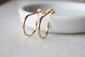 Stunning Handmade Solid Gold Hammered Hoop Earrings - Choose 9K, 14K, or 18K in Yellow, Rose, or White Gold - Available in 10mm or 12mm - Single or Pair Options.