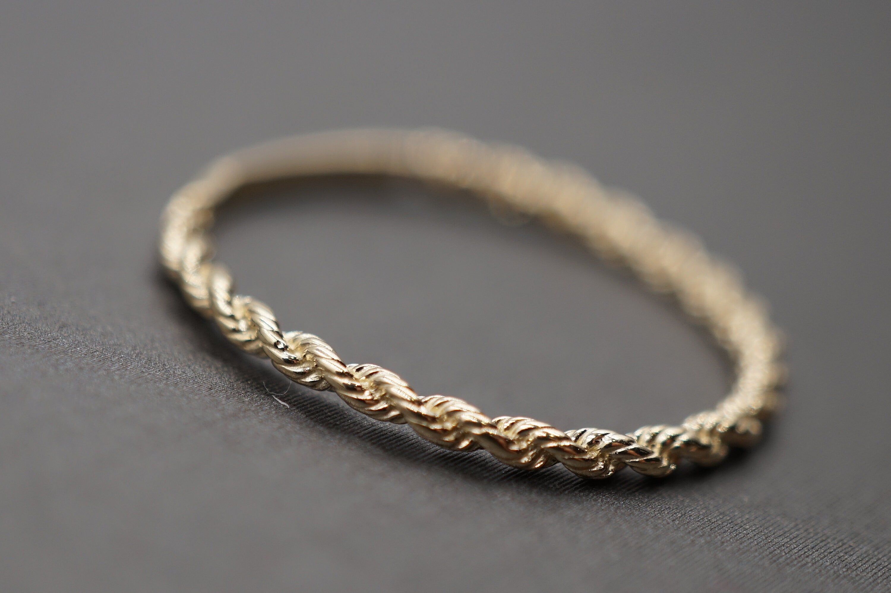 10K Solid Yellow Gold 1.6MM Dainty Rope Trim Band Ring.