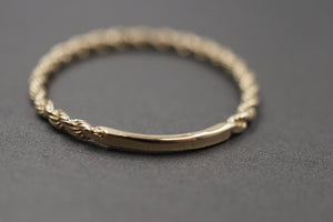 10K Solid Yellow Gold 1.6MM Dainty Rope Trim Band Ring.