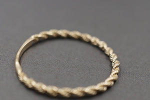 10K Solid Yellow Gold 1.6MM Dainty Rope Trim Band Ring.