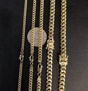 14K Real Gold Miami Cuban Link Chain Necklace 2Mm - 6.8Mm Inches Real 14K Yellow Gold,Man Gold Chain,Ladies Gold Chain, 14K Gold Chain