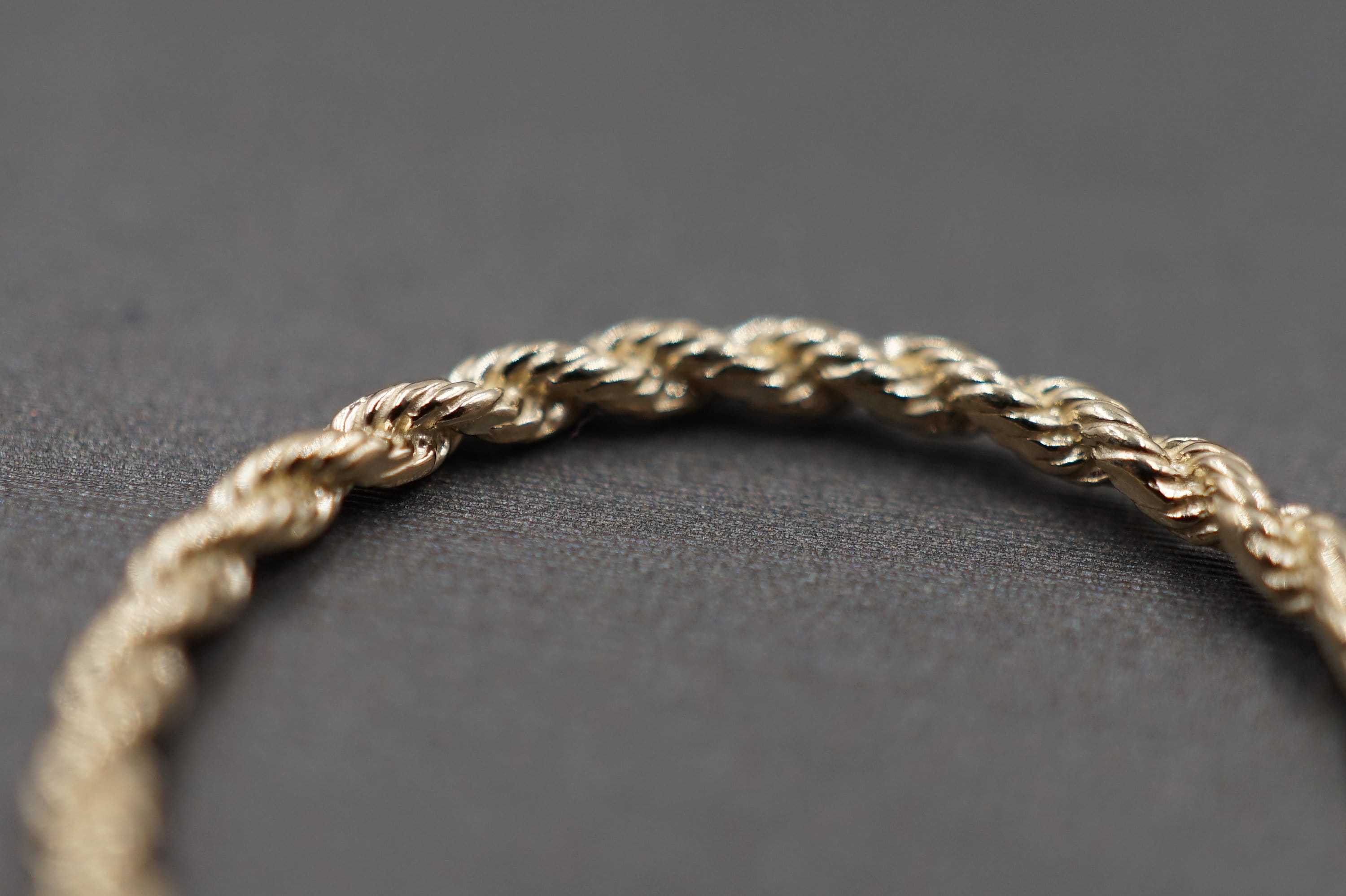 10K Solid Yellow Gold 1.6MM Dainty Rope Trim Band Ring.