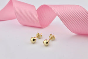 Elegant 14K Solid Gold Ball Stud Earrings - Timeless Minimalist Design for Everyday Wear.
