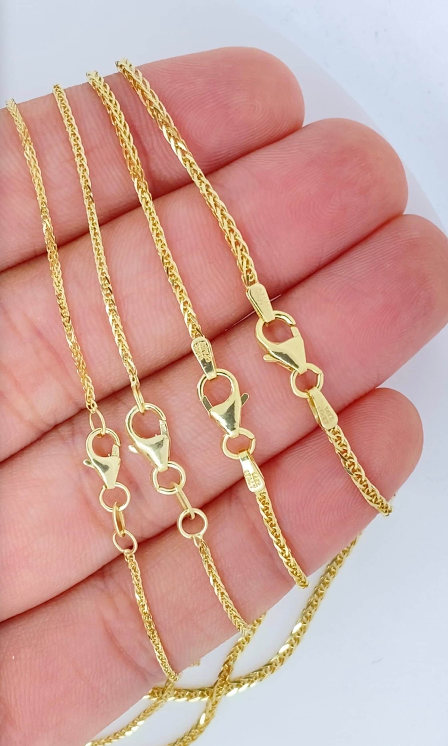 Solid 14K Gold Wheat Diamond Cut Sparkle Chain, 14Kt ITALIAN Highest Quality, Made in ITALY, Solid 14K Gold Wheat Chain, Ladies 14K Gold