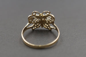 10K Solid Yellow Gold 0.45" Diamond Cut Butterfly Band Ring.