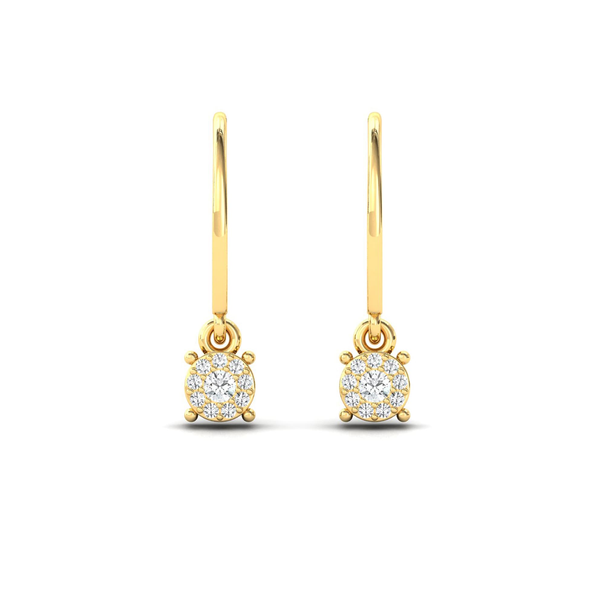 14Kt Gold Earrings, Dangle Diamond Drop Everyday Earrings Minimal Everyday Wear
