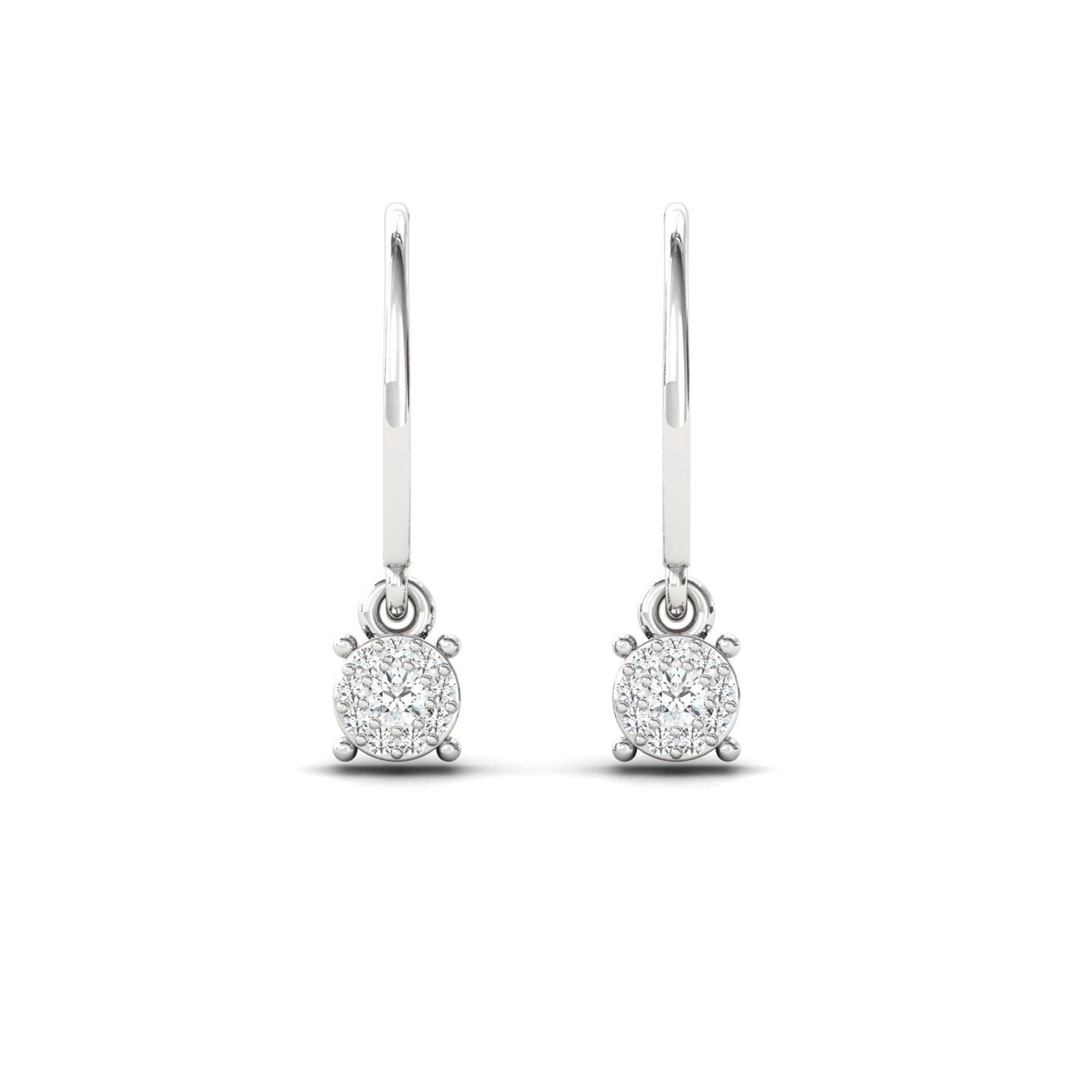 14Kt Gold Earrings, Dangle Diamond Drop Everyday Earrings Minimal Everyday Wear
