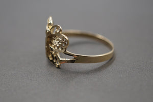 10K Solid Yellow Gold 0.45" Diamond Cut Butterfly Band Ring.