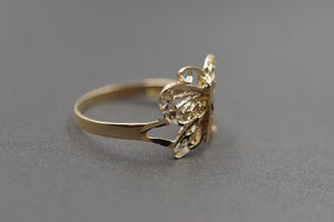 10K Solid Yellow Gold 0.45" Diamond Cut Butterfly Band Ring.