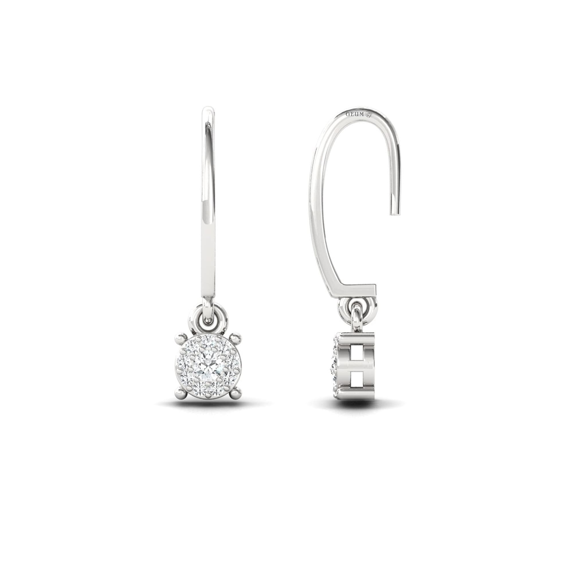 14Kt Gold Earrings, Dangle Diamond Drop Everyday Earrings Minimal Everyday Wear