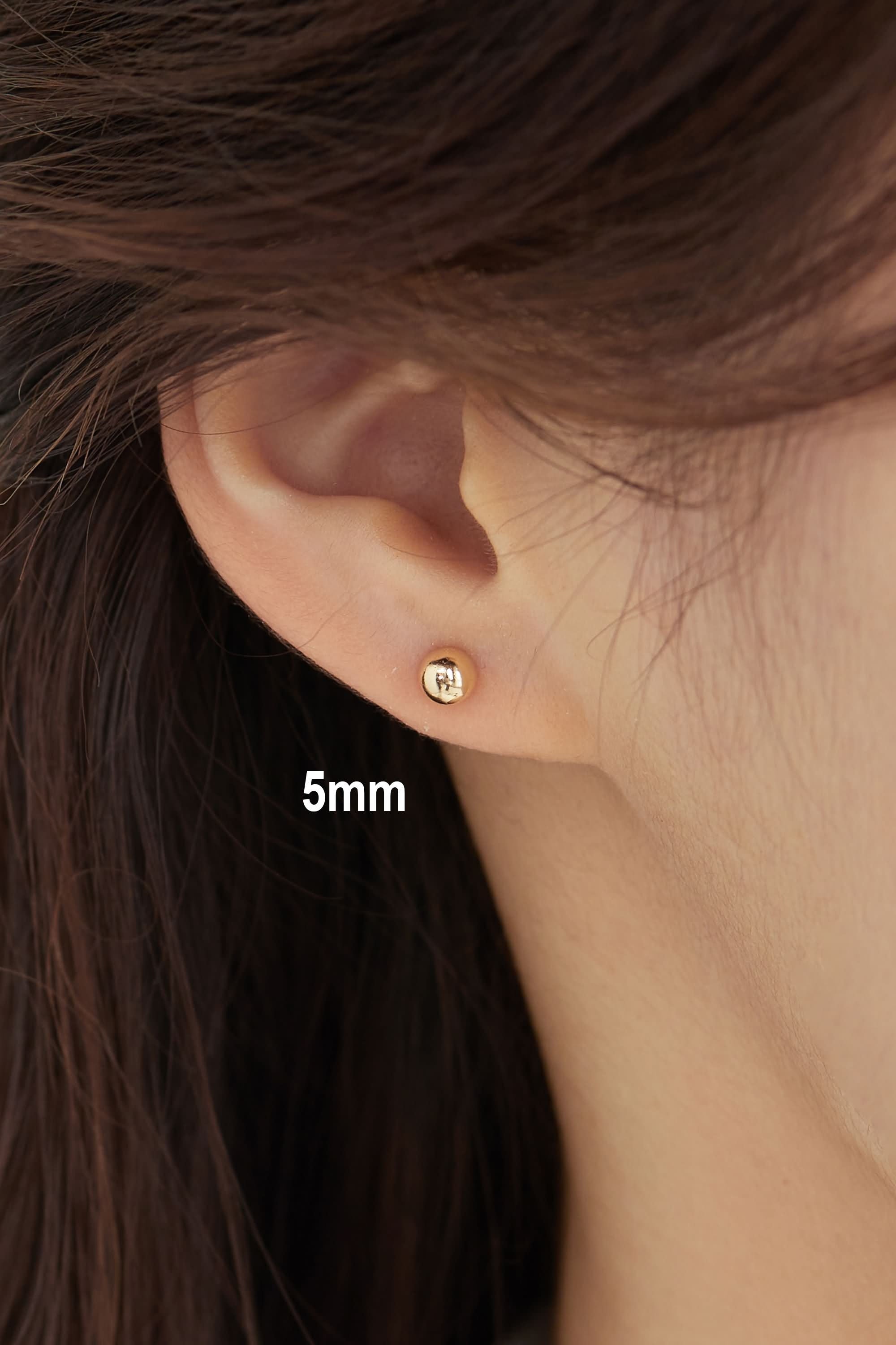 Tiny Ball Studs, Daily Wear Plain Ball Stud Earrings 3Mm, 4Mm, 5Mm Dainty Gold Earrings, Tiny Stud Earrings, Minimalist Earrings