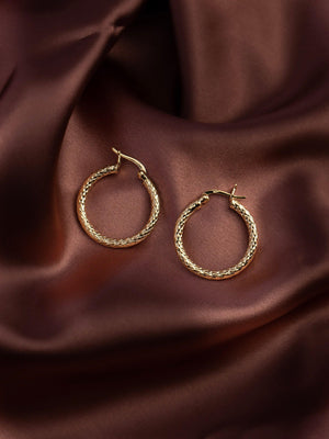 Elevate Your Style with Textured Chunky Gold Hoop Earrings - Perfect Gift in 14K Gold or Sterling Silver.