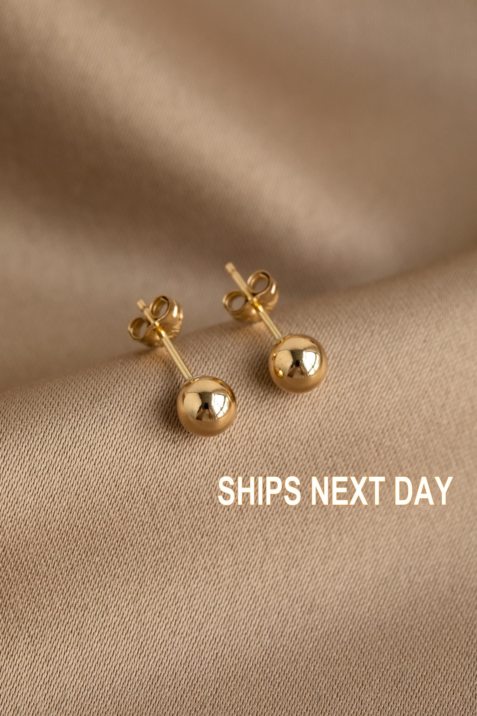 Tiny Ball Studs, Daily Wear Plain Ball Stud Earrings 3Mm, 4Mm, 5Mm Dainty Gold Earrings, Tiny Stud Earrings, Minimalist Earrings